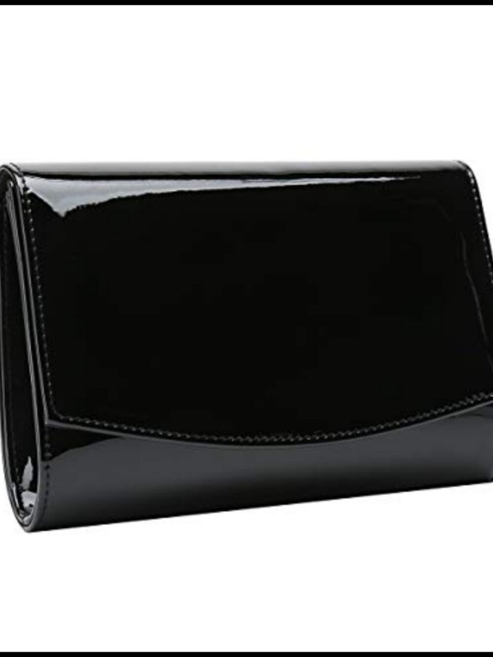 Patent Vegan Leather Flap Clutch Evening Bag Detachable Chain Strap